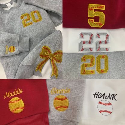 Personalized Bundle Sport Side Bow Applique Side Bow Machine Embroidery Sweatshirt