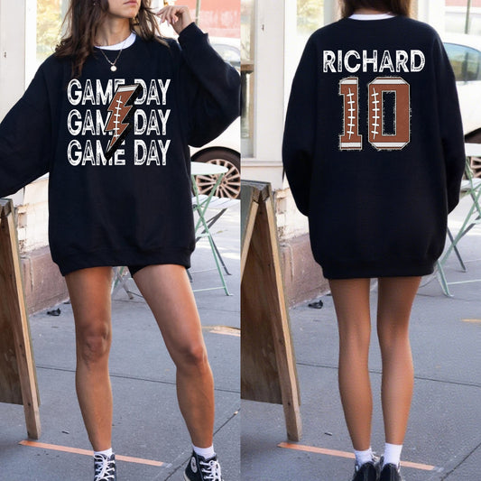 Personalize Football Mom Sweatshirt With Kids Number & Name, Football Mom Shirt, Football Season Shirt