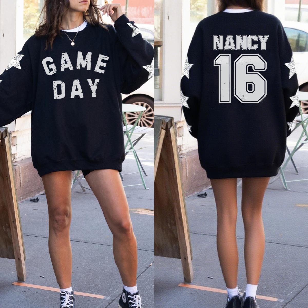 Custom Game day sweatshirt, number sweater, baseball mom, football mama
