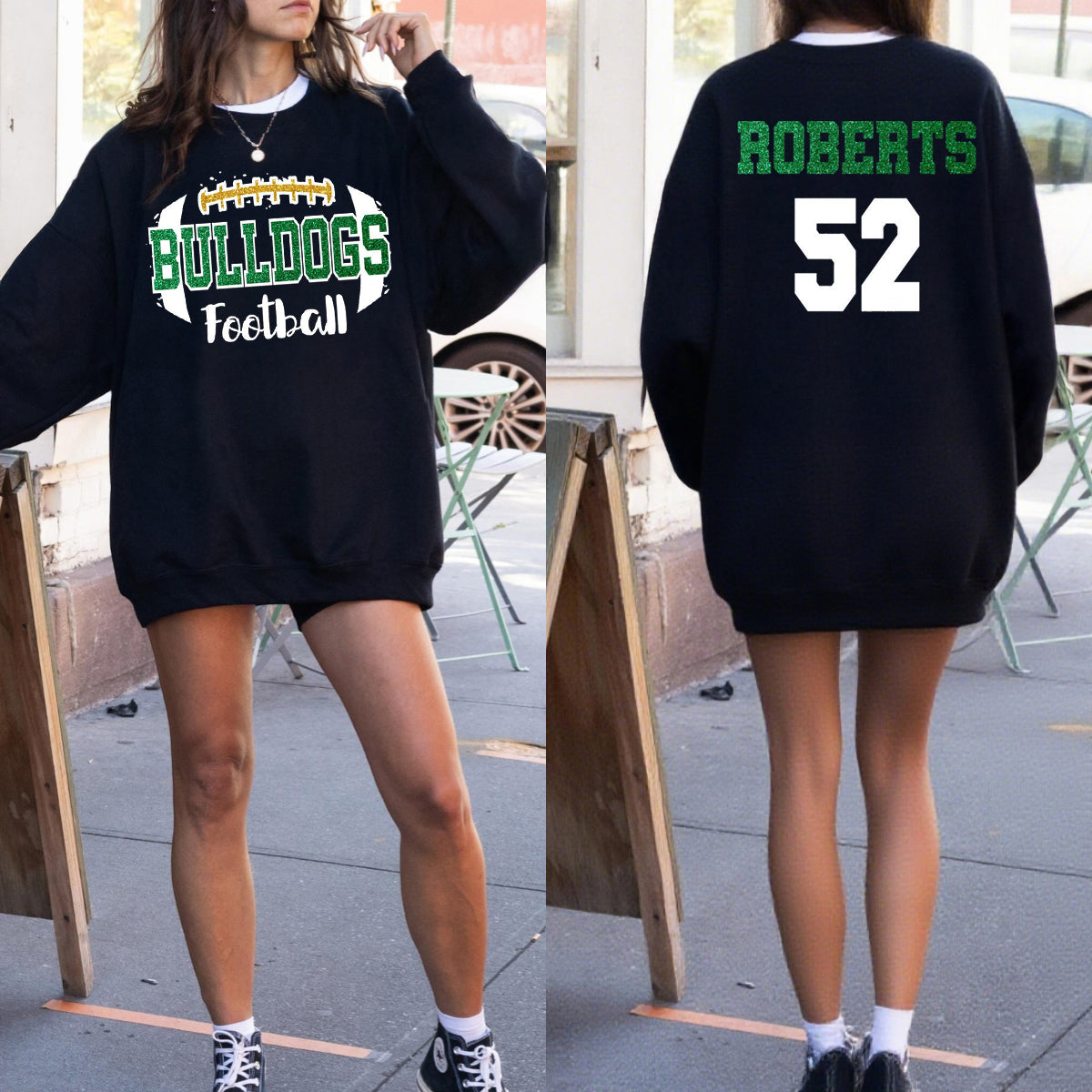 Custom Glitter Football Mascot Sweatshirt, Personalized Football Team Sweatshirt