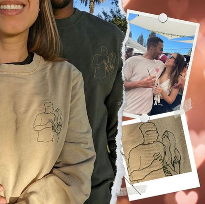 Personalized Embroidered Outline Photo Sweatshirt