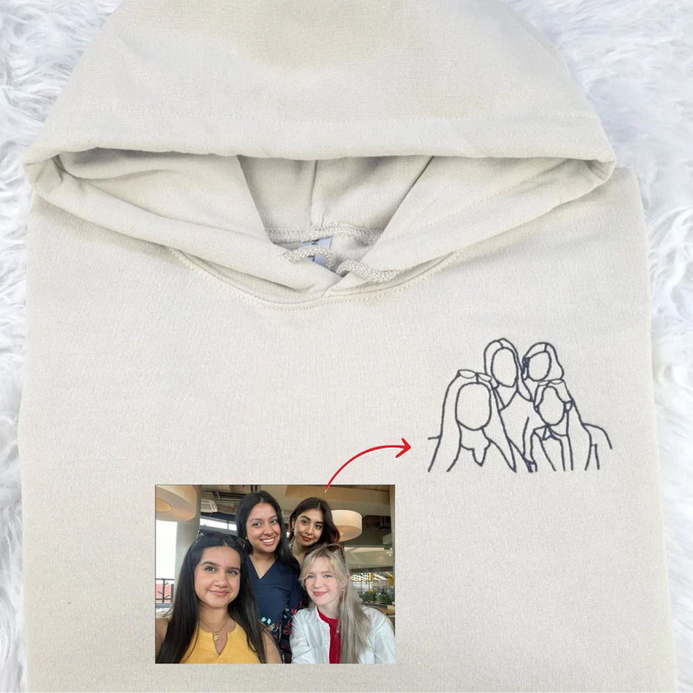 Custom Embroidered Outline Photo Sweatshirt