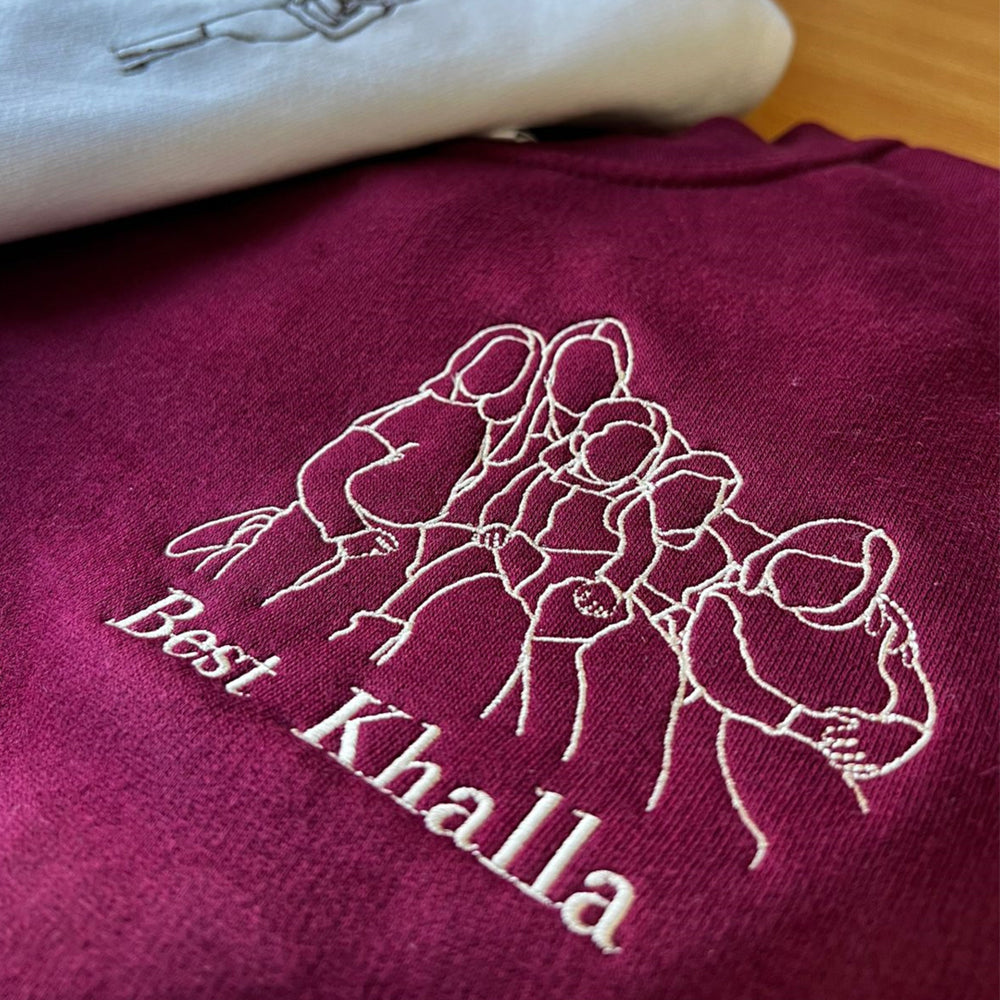 Custom Embroidered Outline Photo Sweatshirt