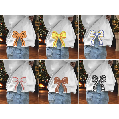 Personalized Bundle Sport Side Bow Applique Side Bow Machine Embroidery Sweatshirt