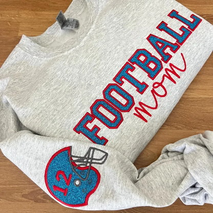 Personalized Glitter Embroidered Football/Volleyball/Baseball/Basketball Mom Sweatshirt