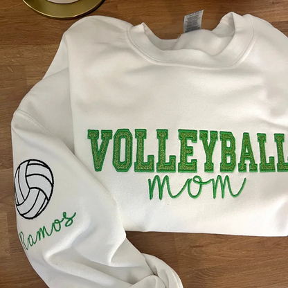 Personalized Glitter Embroidered Football/Volleyball/Baseball/Basketball Mom Sweatshirt