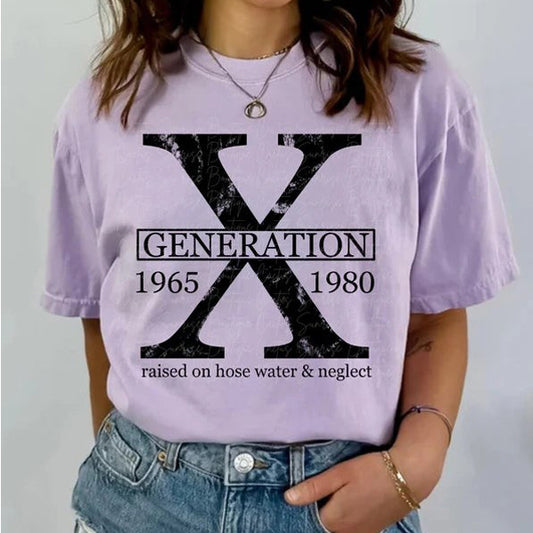 Unisex Gen X T-Shirt - Raised on Hose Water and Neglect - Funny Generation X Tee - Retro Tee