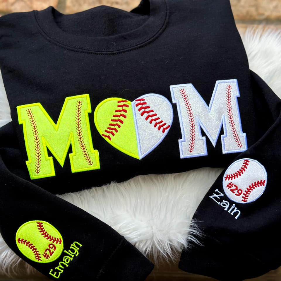 Custom Softball/Baseball Mom Embroidered Sweatshirt