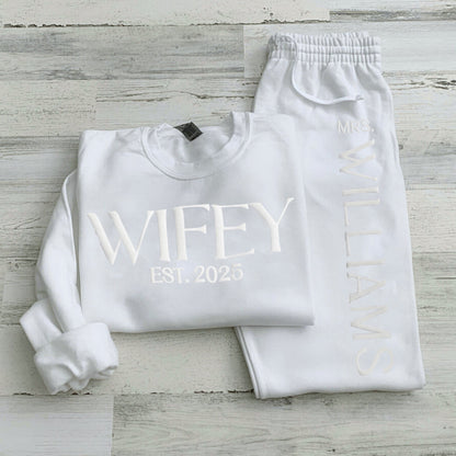 Embossed Wifey Hubby Sets, Wifey Sweatshirt