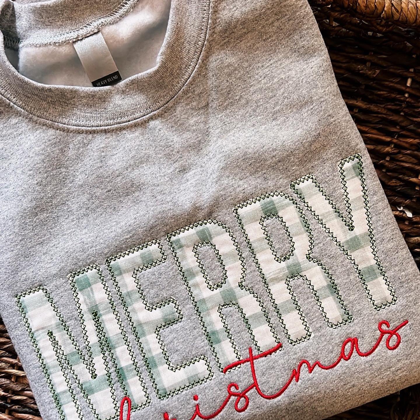 Merry Christmas Embroidered Crew Neck Sweatshirt