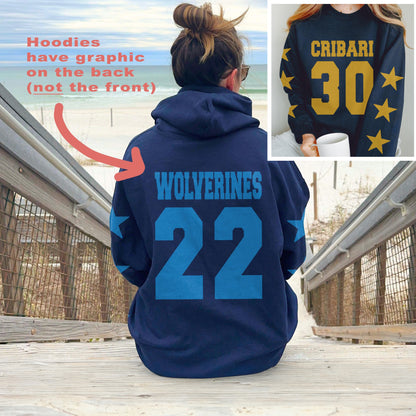 Custom Sports Number Sweatshirt, Personalized Player Shirts, Sports Mom Fan Gear