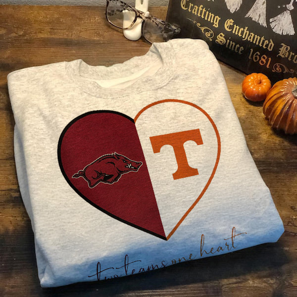 Personalized Split Heart Any Teams Sweatshirt，School Rivalry Sweatshirt