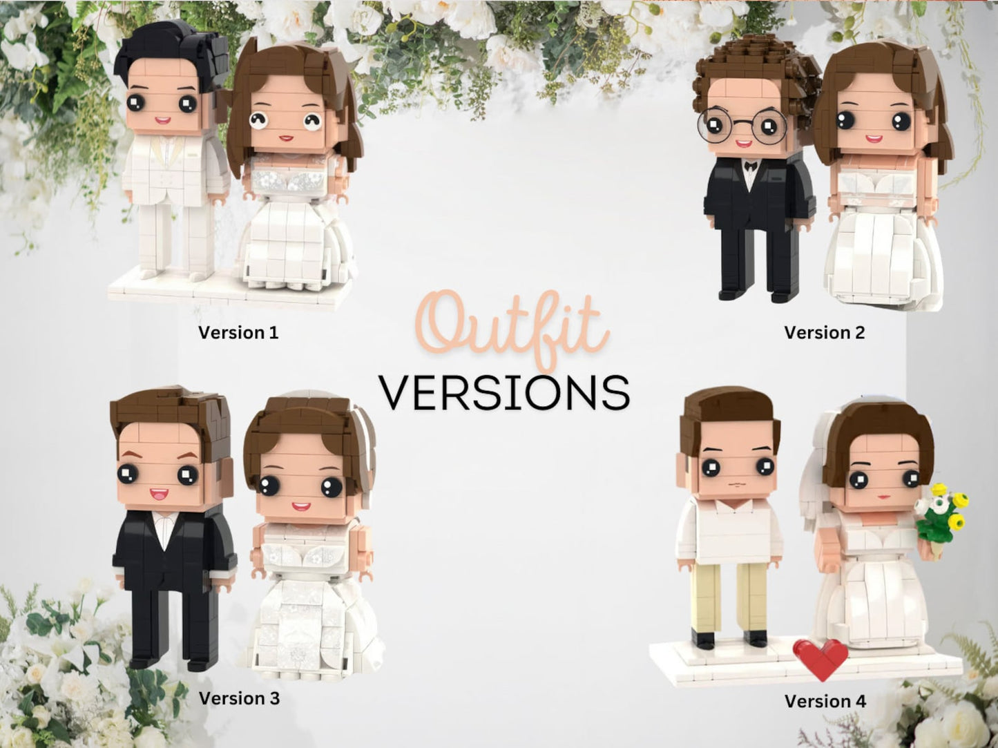 Personalized Wedding Brick Buddies, Custom Bride and Groom Brick Figures