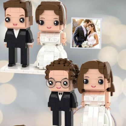 Personalized Wedding Brick Buddies, Custom Bride and Groom Brick Figures