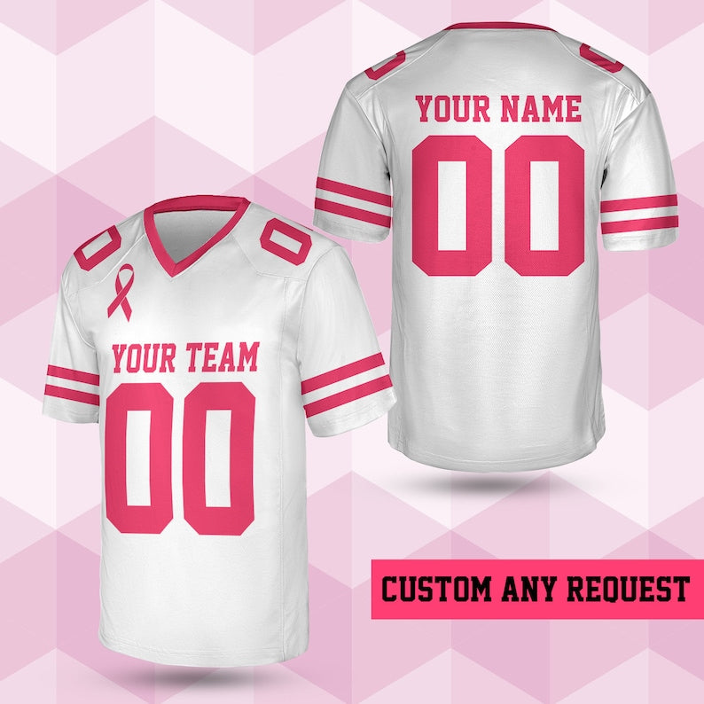 Breast Cancer Football Shirt Personalized Jersey Game Day Outfit For Cancer Survivor Warrior