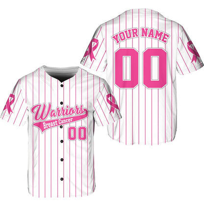 Personalized Warriors Breast Cancer Team Name And Number Baseball Jersey