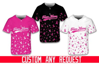 Pink Ribbon Baseball Jersey Support Gift For Breast Cancer Month Cancer Warrior Survivor