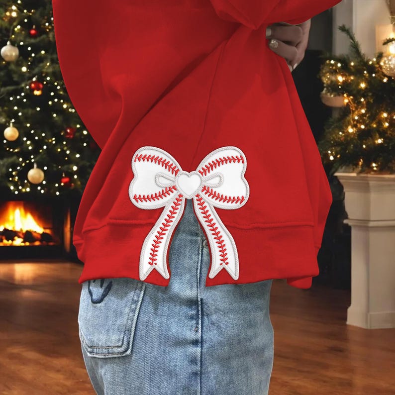 Personalized Bundle Sport Side Bow Applique Side Bow Machine Embroidery Sweatshirt