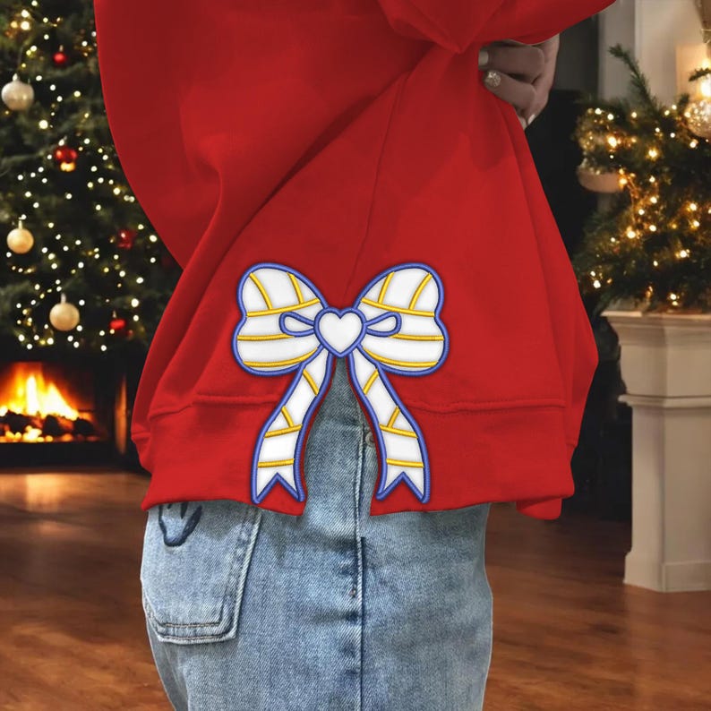 Personalized Bundle Sport Side Bow Applique Side Bow Machine Embroidery Sweatshirt