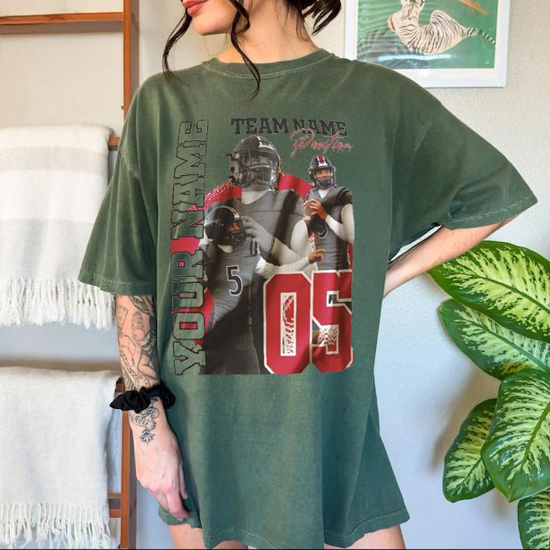 Customized American Football Photos Collage Shirt, Personalized Football Shirt With Name & Number