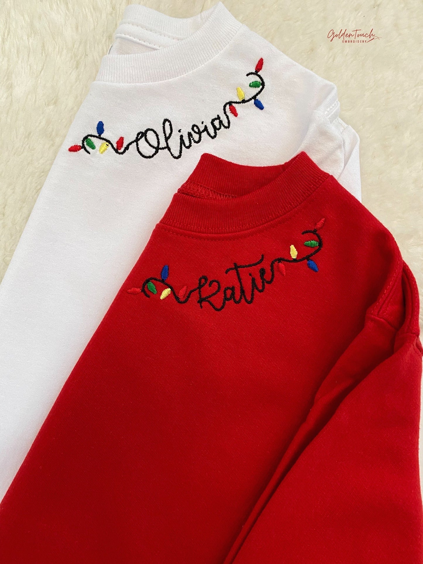 Adult Embroidered Christmas Sweatshirt/Christmas Lights Shirt