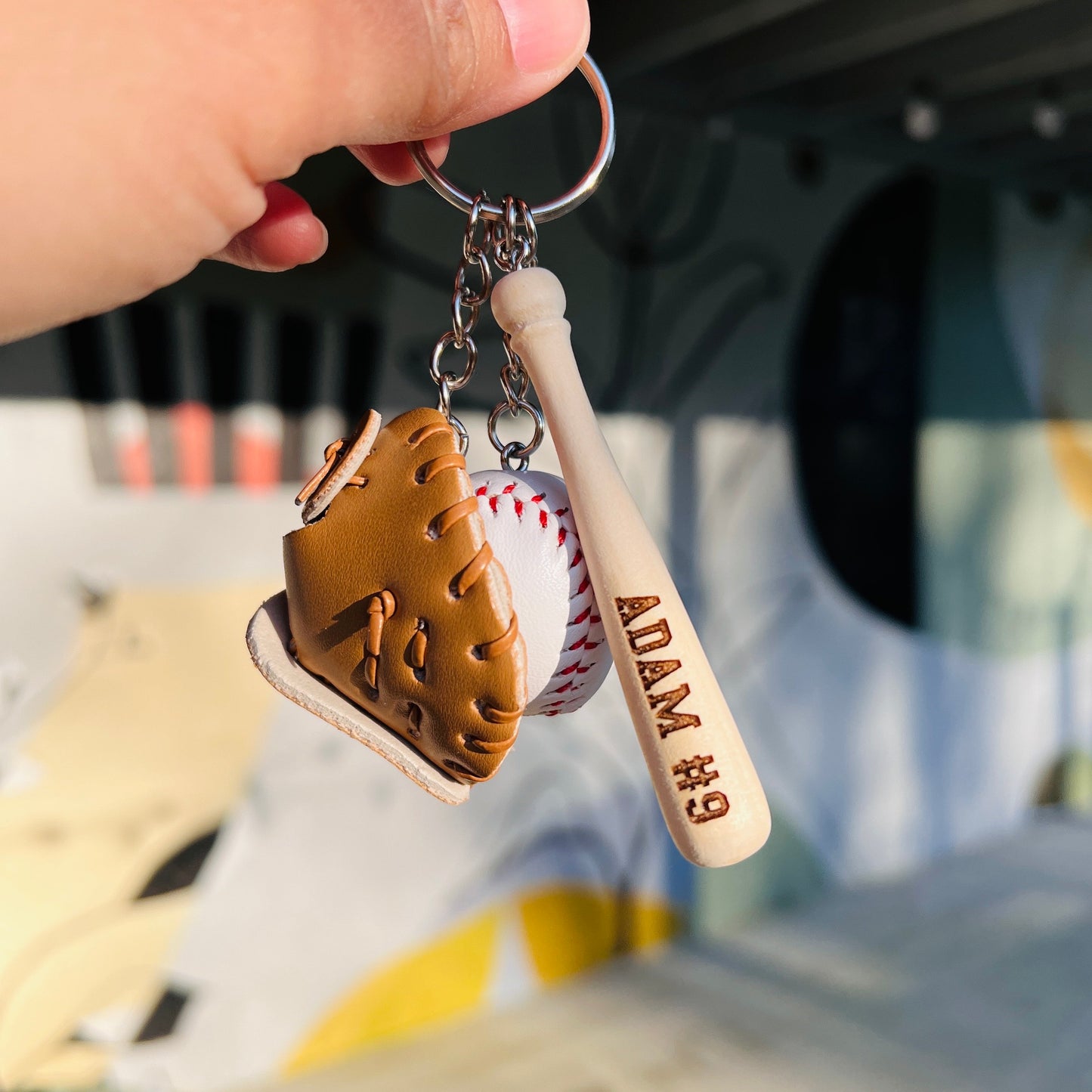 Baseball/Softball Key Chain | Mini Baseball/Softball Set Bag Tag | Custom for Baseball/Softball Game | Gift for Athlete