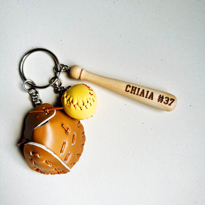 Baseball/Softball Key Chain | Mini Baseball/Softball Set Bag Tag | Custom for Baseball/Softball Game | Gift for Athlete