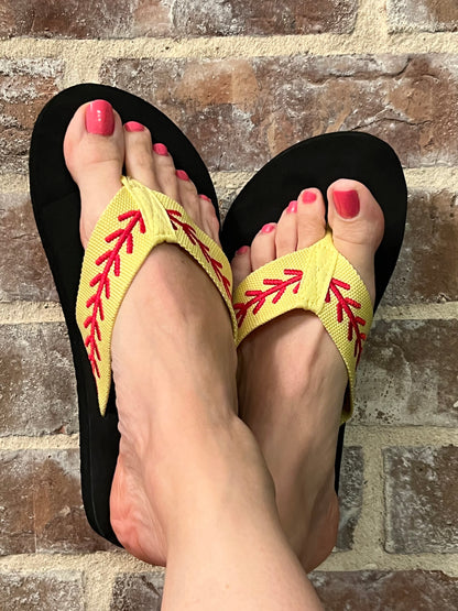 Embroidered Baseball/Football/Softball Flip Flops  Sandals Baseball/Football/Softball Thongs Cocomo Soul