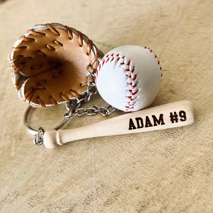 Baseball/Softball Key Chain | Mini Baseball/Softball Set Bag Tag | Custom for Baseball/Softball Game | Gift for Athlete