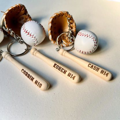 Baseball/Softball Key Chain | Mini Baseball/Softball Set Bag Tag | Custom for Baseball/Softball Game | Gift for Athlete