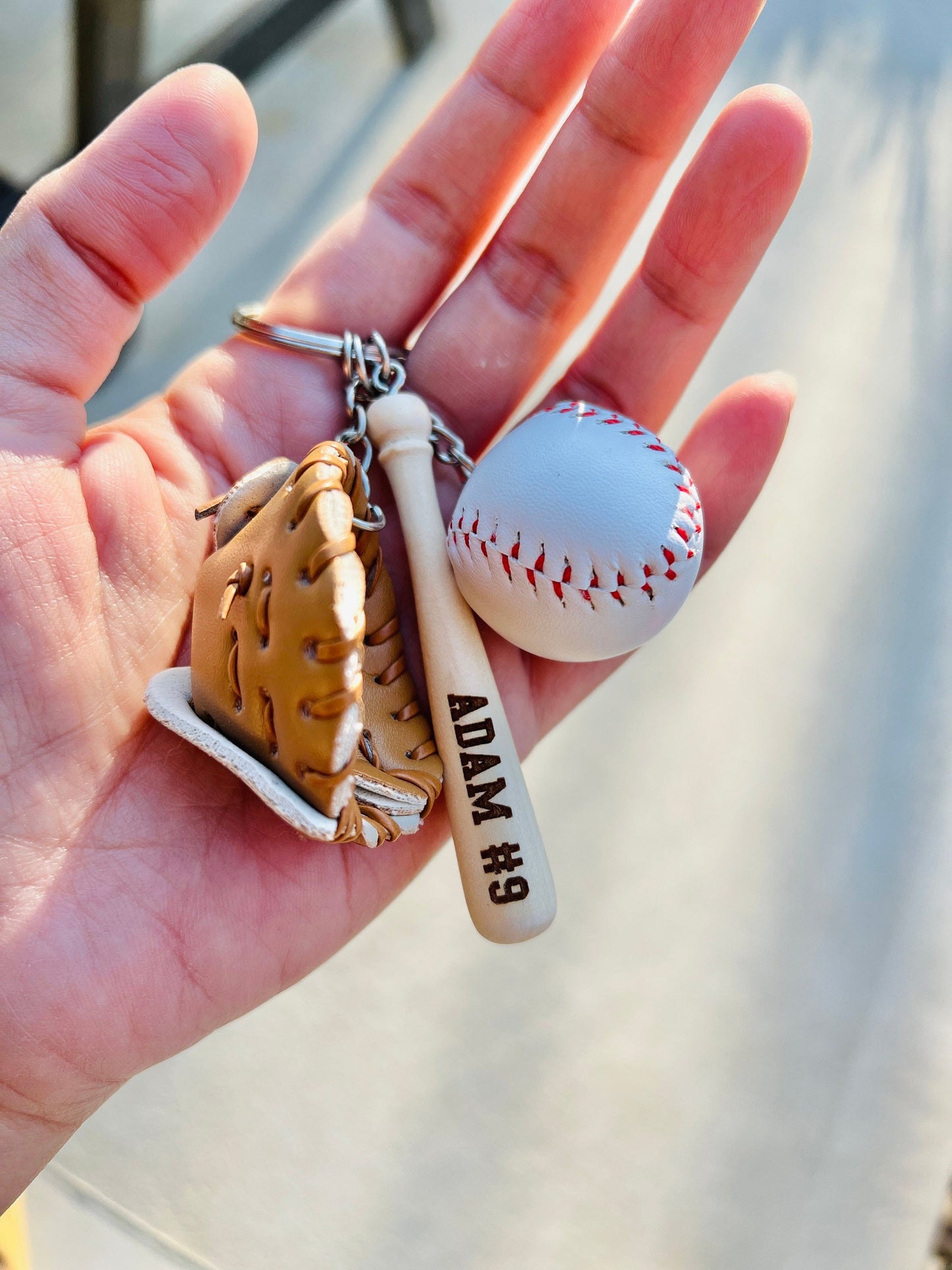 Baseball/Softball Key Chain | Mini Baseball/Softball Set Bag Tag | Custom for Baseball/Softball Game | Gift for Athlete