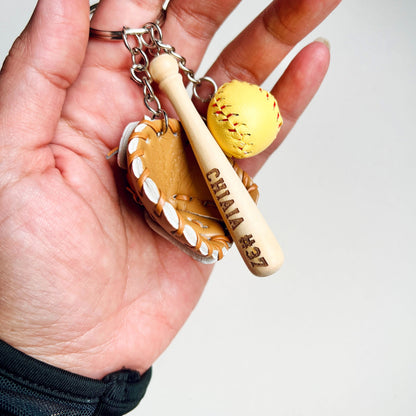 Baseball/Softball Key Chain | Mini Baseball/Softball Set Bag Tag | Custom for Baseball/Softball Game | Gift for Athlete