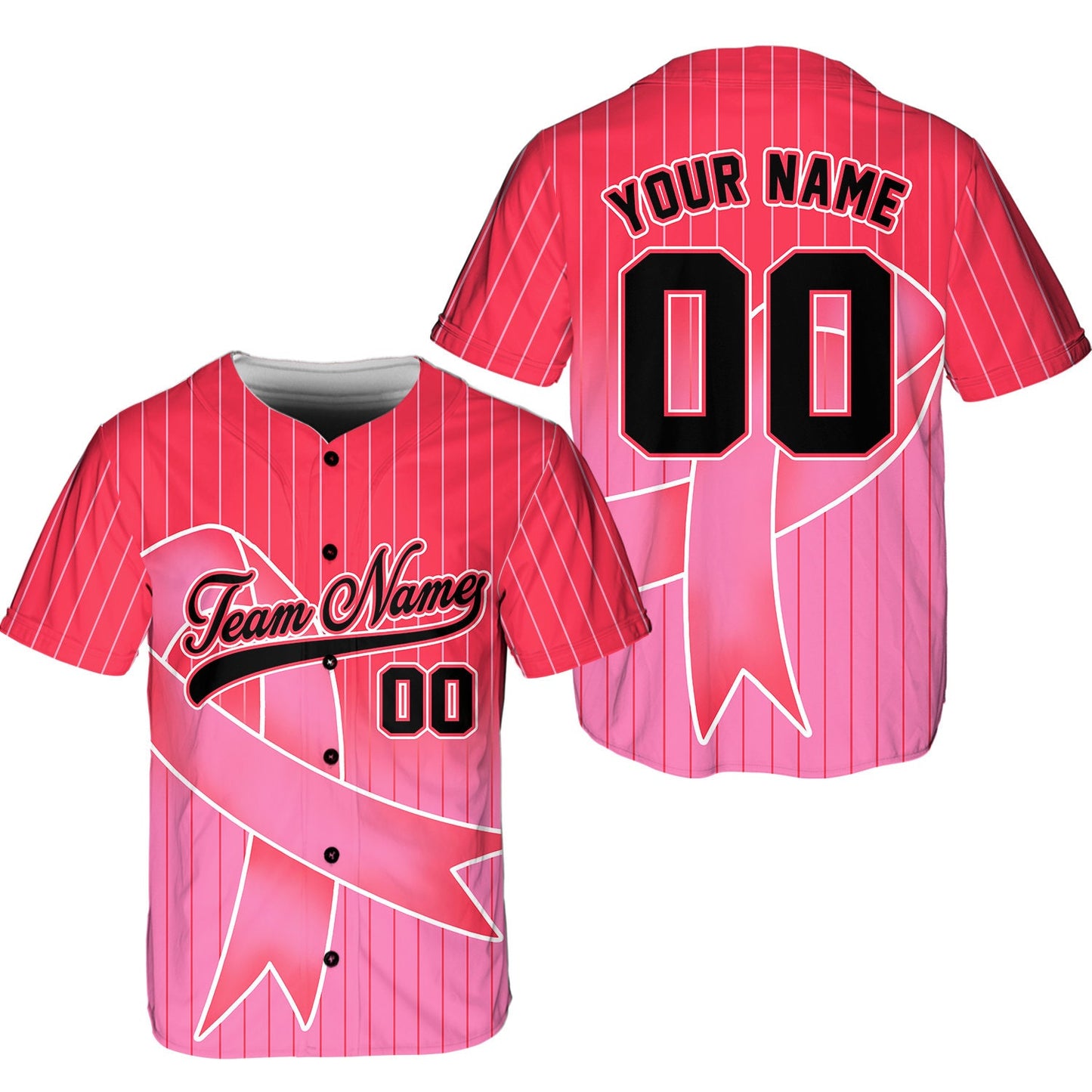 Personalized Breast Cancer Team Name And Number Baseball Jersey