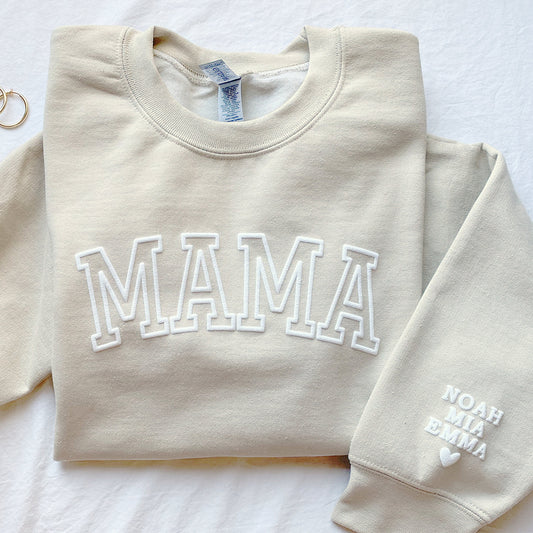 Personalized Mama Sweatshirt with Kid Names on Sleeve, Mothers Day Gift, Birthday Gift for Mom, New Mom Gift, Minimalist Cool Mom Sweater