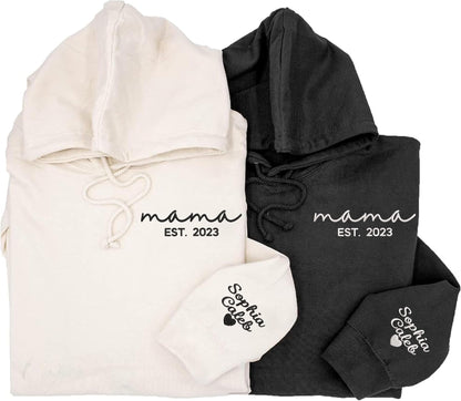 Embroidered Mom Crewneck, Grandmother Sweatshirt with Kids Names, Personalized Embroidered