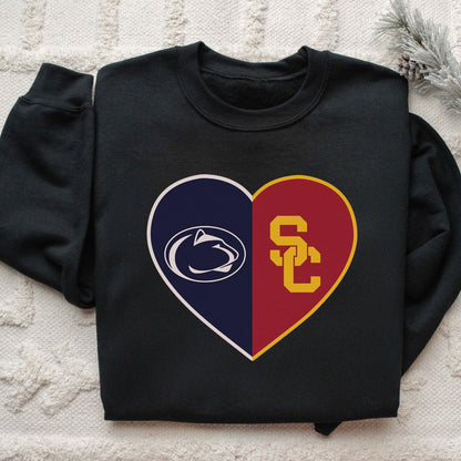 Personalized Split Heart Any Teams Sweatshirt，School Rivalry Sweatshirt