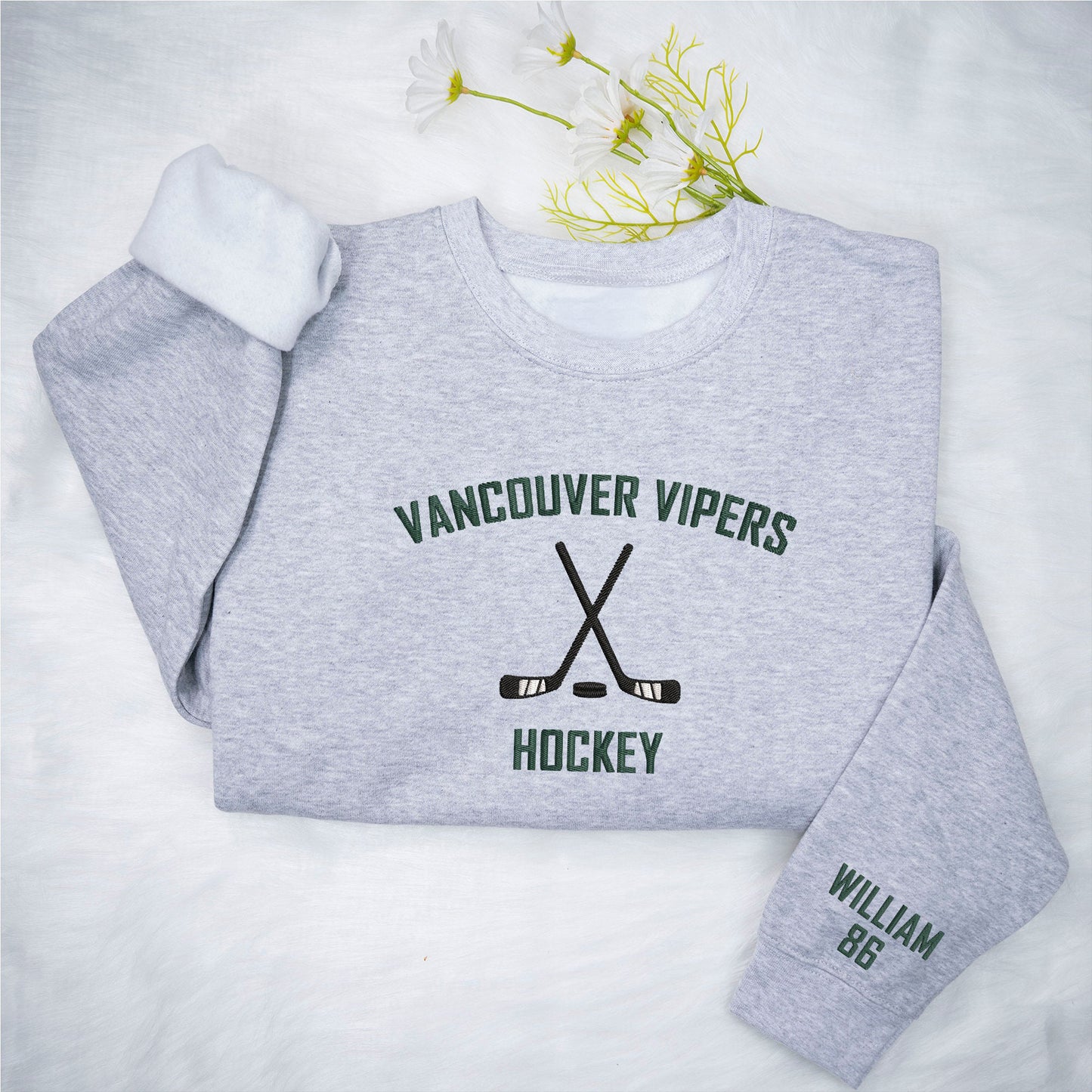 Custom Name And Number Hockey Embroidered Sweatshirt