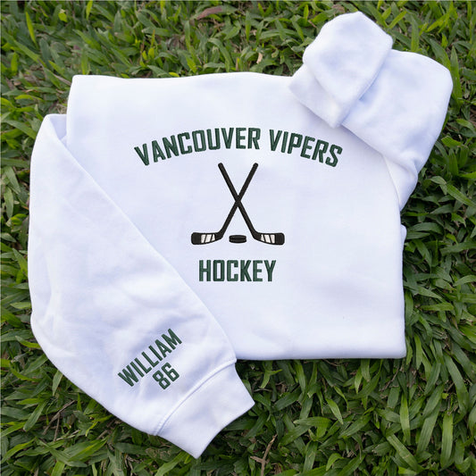 Custom Name And Number Hockey Embroidered Sweatshirt