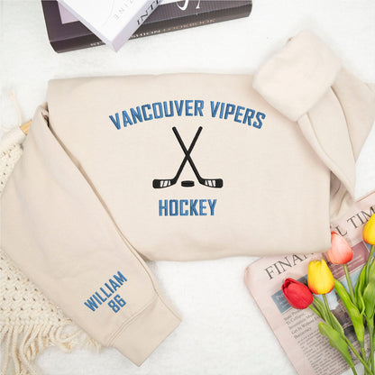 Custom Name And Number Hockey Embroidered Sweatshirt