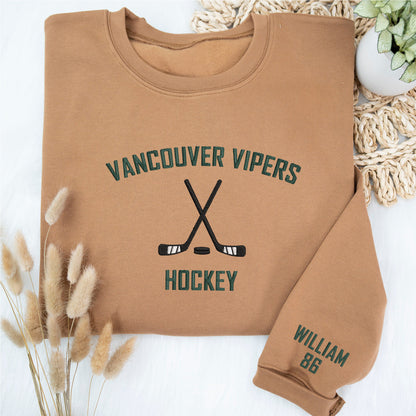 Custom Name And Number Hockey Embroidered Sweatshirt