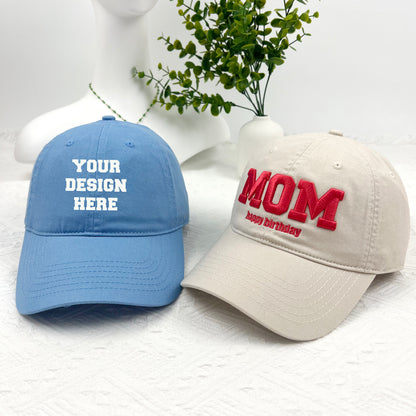 Custom Vintage Baseball Hat，Embroidered Hat with 3D Text Logo