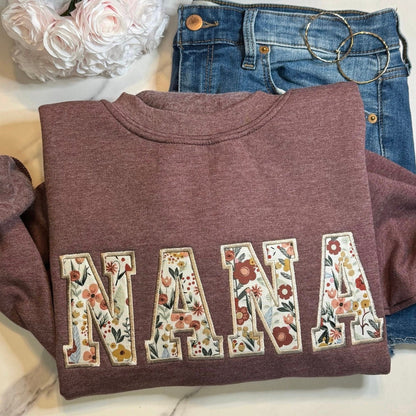 Custom Embriodered MAMA Floral Sweatshirt