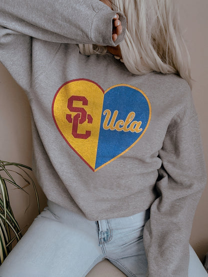 Personalized Split Heart Any Teams Sweatshirt，School Rivalry Sweatshirt