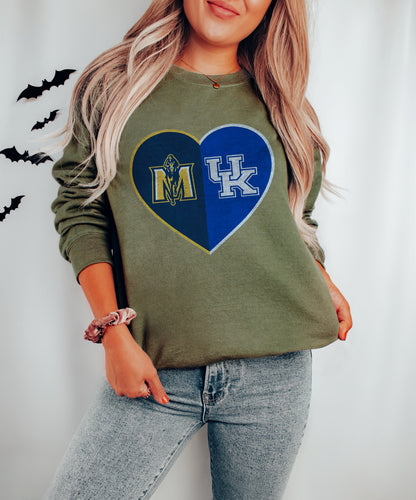 Personalized Split Heart Any Teams Sweatshirt，School Rivalry Sweatshirt