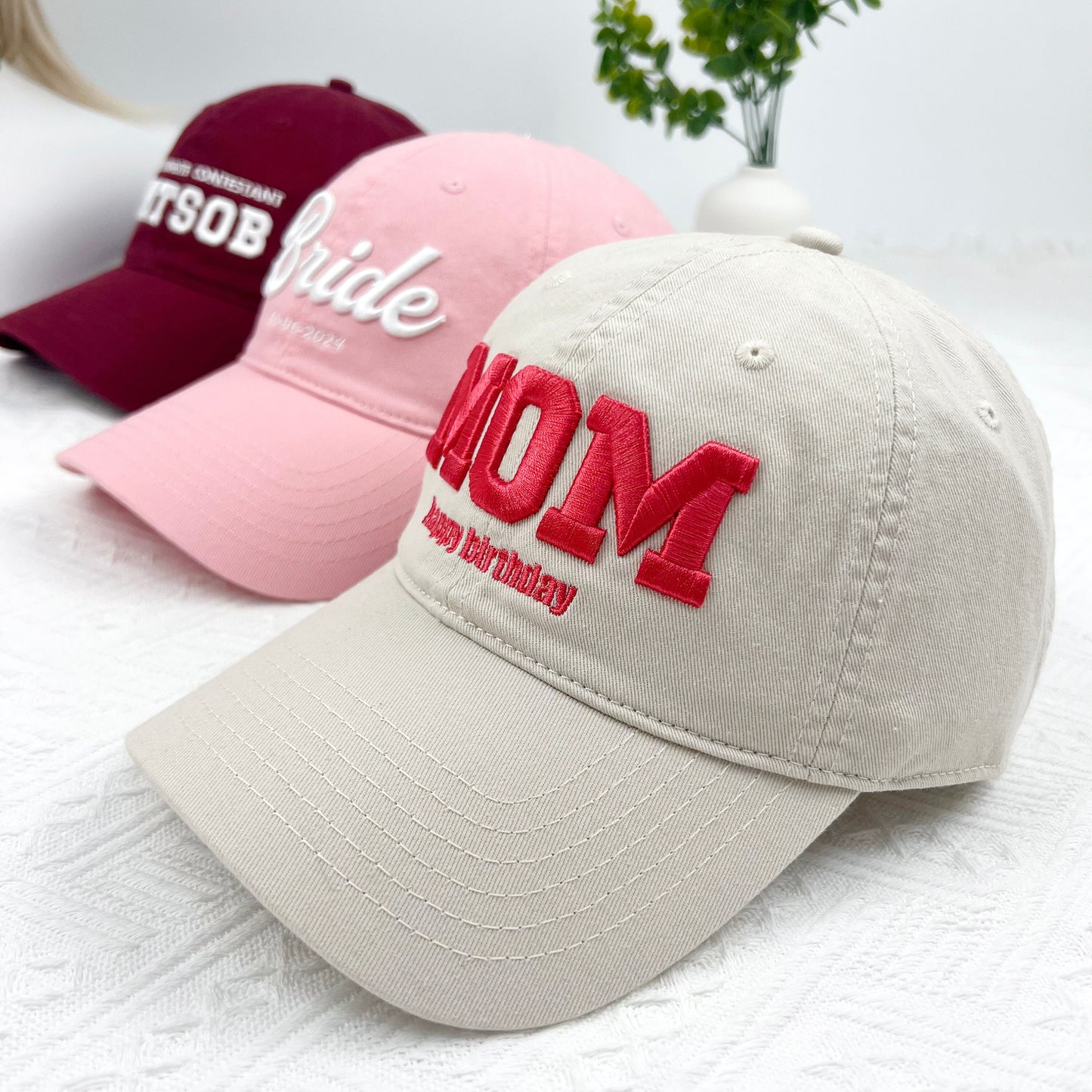 Custom Vintage Baseball Hat，Embroidered Hat with 3D Text Logo