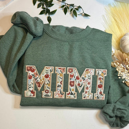 Custom Embriodered MAMA Floral Sweatshirt