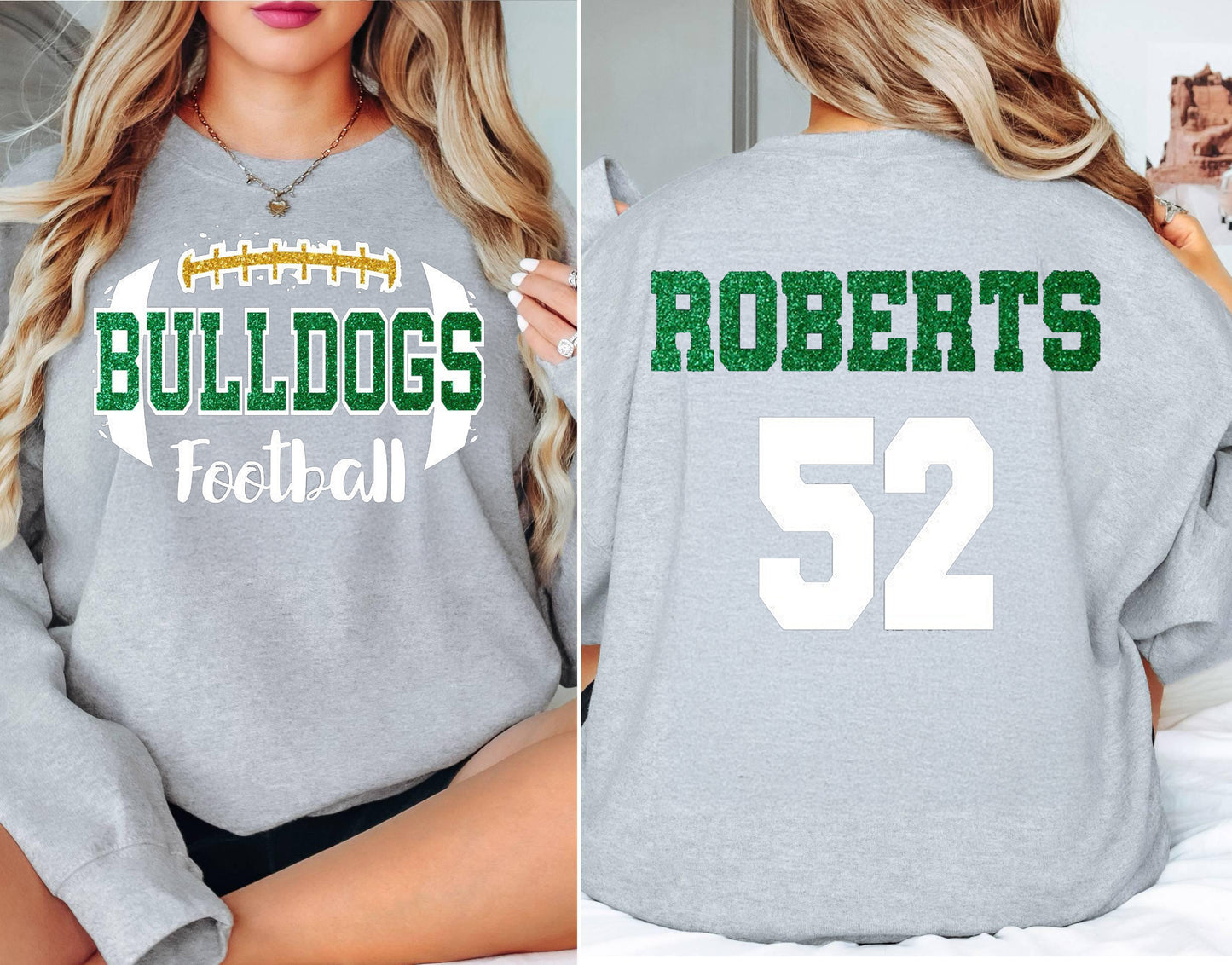 Custom Glitter Football Mascot Sweatshirt, Personalized Football Team Sweatshirt