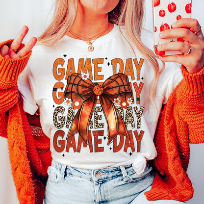 Custom Basketball Bow Print Shirt，Retro Game Day Print Shirt