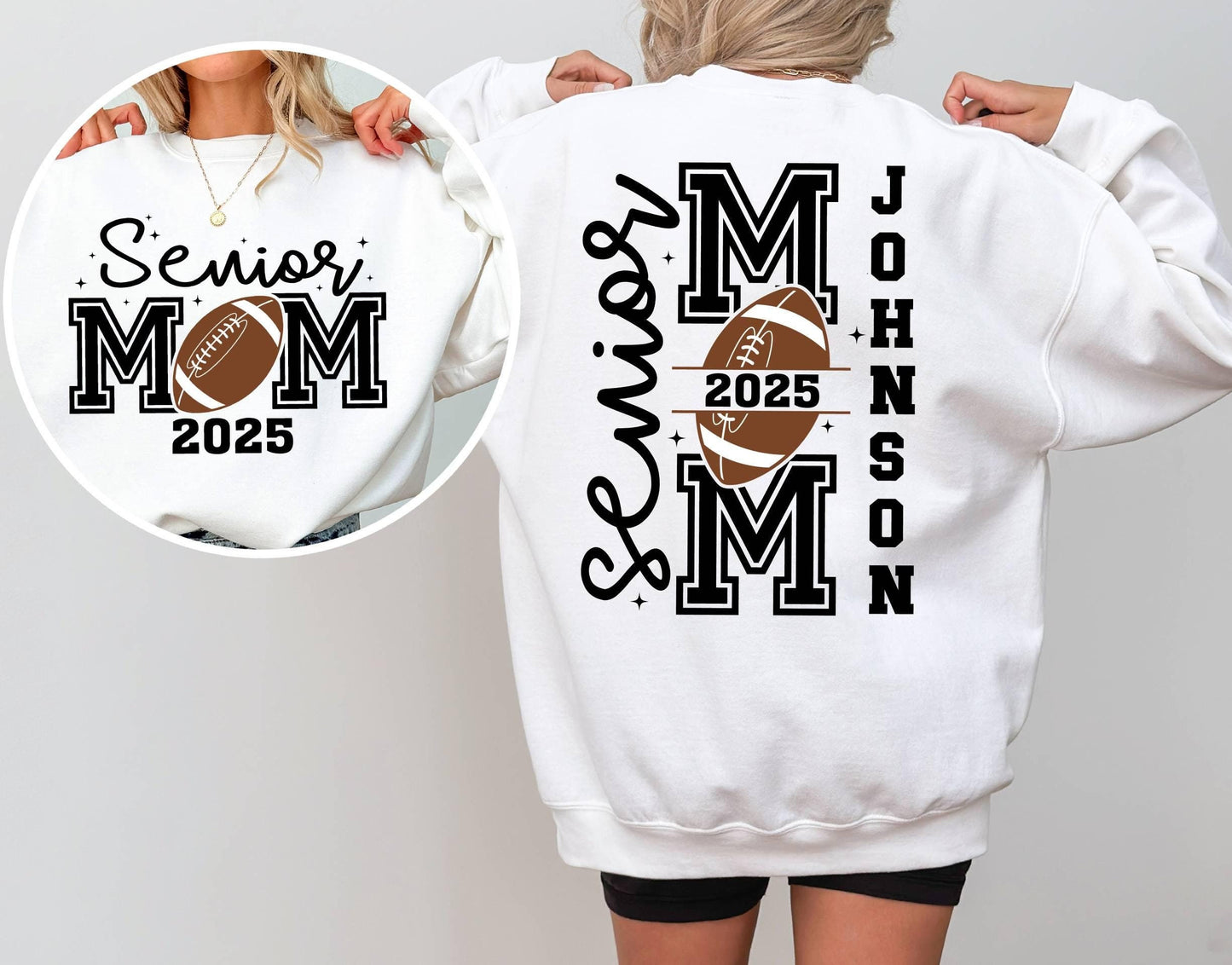 Personalized Senior Football Mom 2025 Sweatshirt, Football Mama Sweatshirt, Sports Mom Sweatshirt