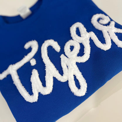 Personalized Embroidered Sports Team Sweatshirt, High School Teams, Eagles, Colts spirit, custom name Chenille Patch,Cheer mom